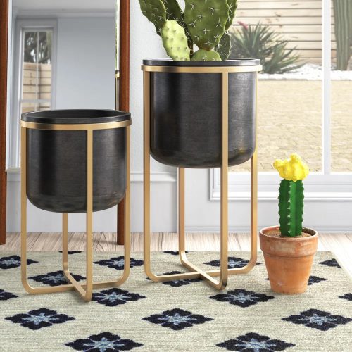 Rizzy Round Mid Century Modern Planter Set