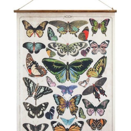 Canvas & Wood Scroll Wall Decor with Butterflies & Jute Hanger